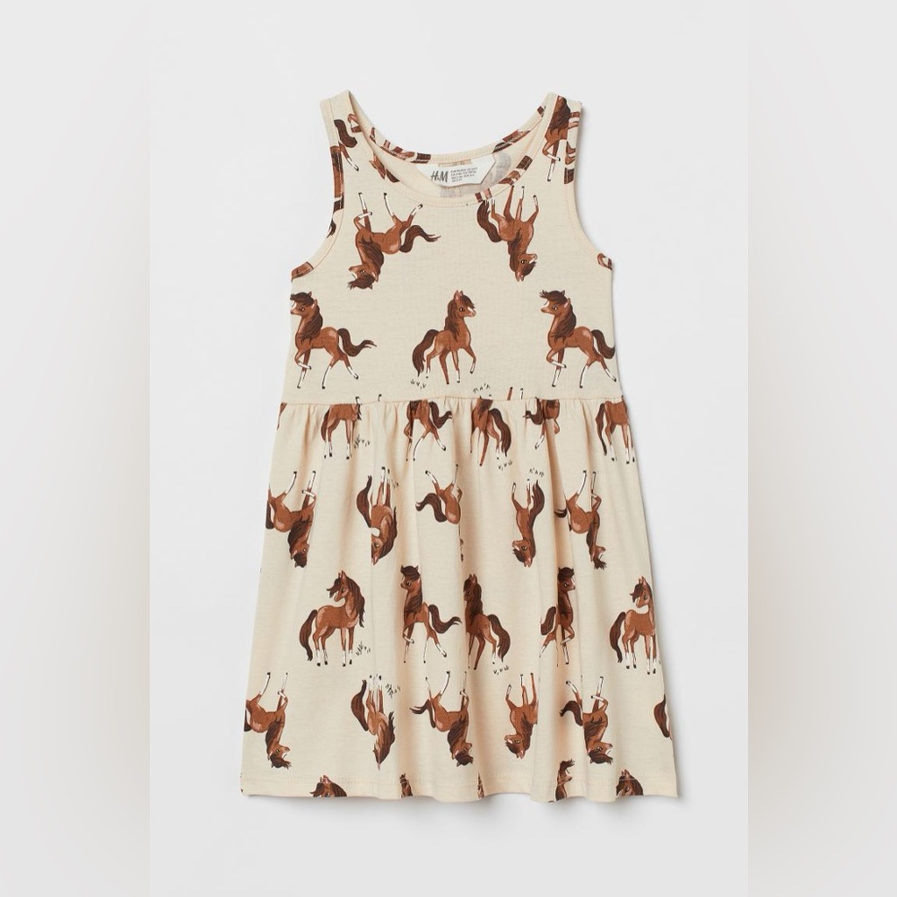 H&M | Girls Cream Horse Printed Sleeveless Sundress